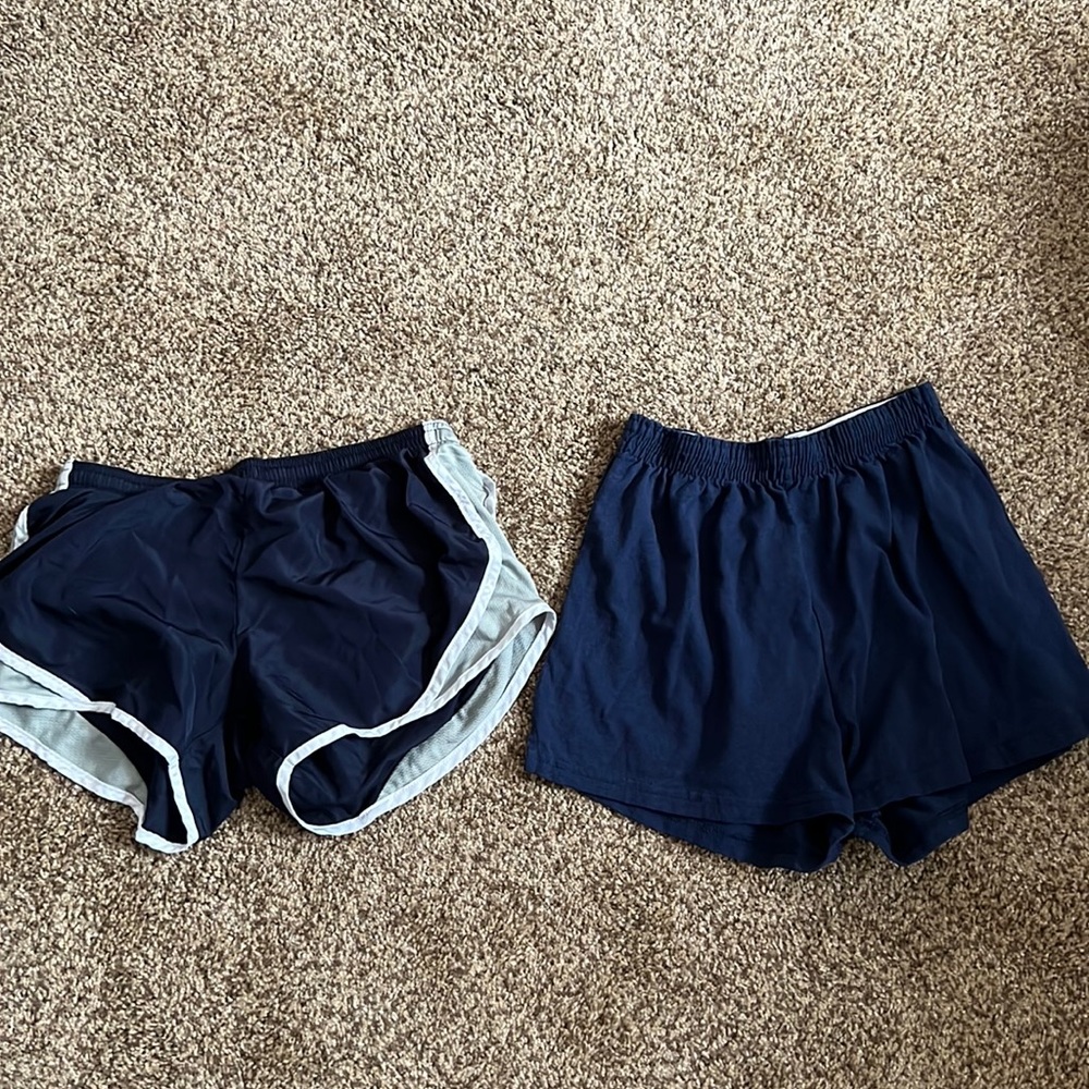 2 pairs navy blue soffee shorts sizes: small + medium